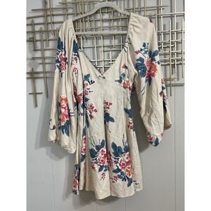 Free People Floral Mini Dress Long Sleeve Bohemian Women's S